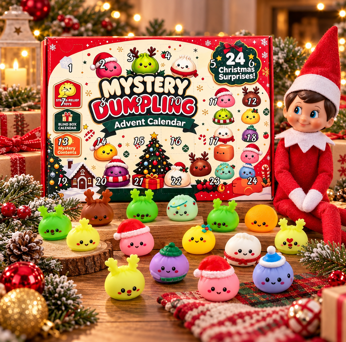 24 piece Christmas Advent Calendar Squishy Set